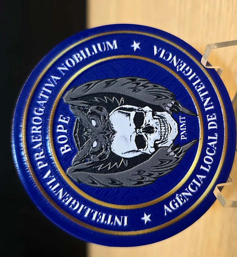 Moeda personalizada do BOPE em metal com impressão digital UV