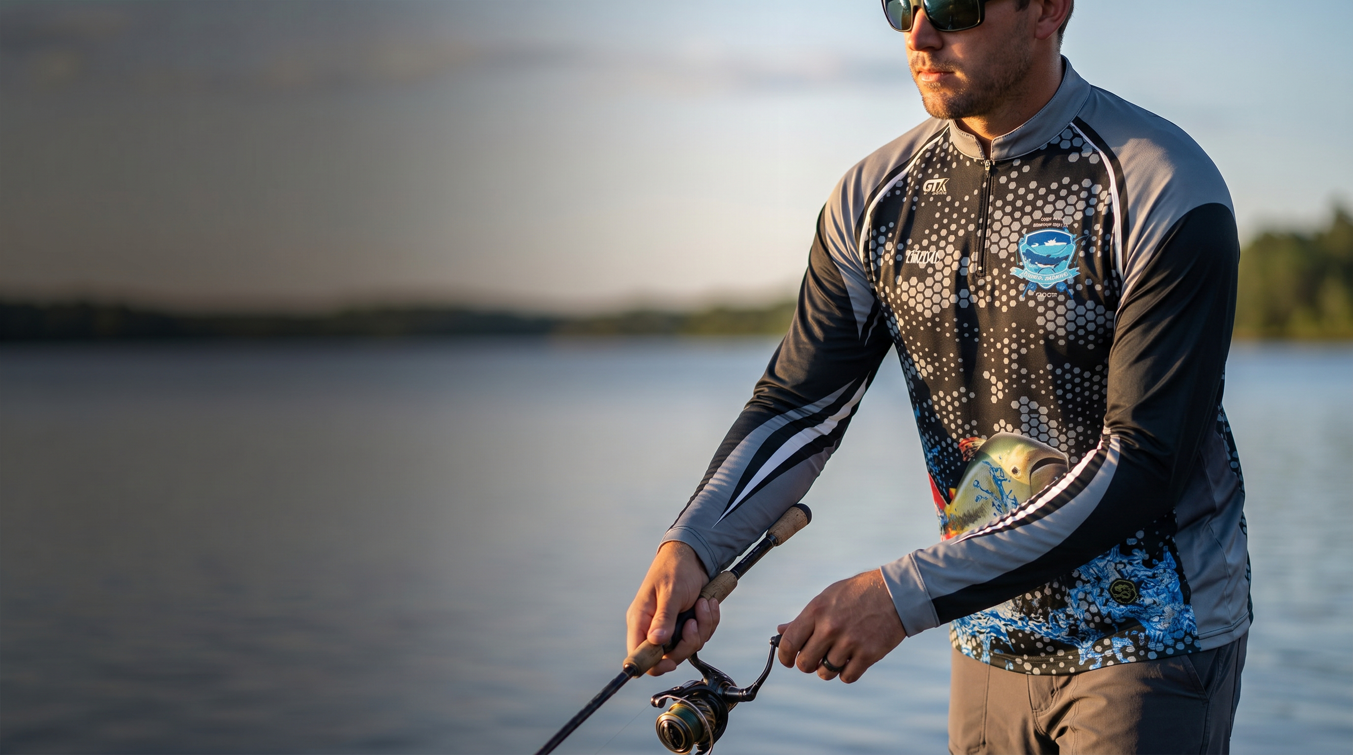 Camisa de pesca personalizada com máxima proteção